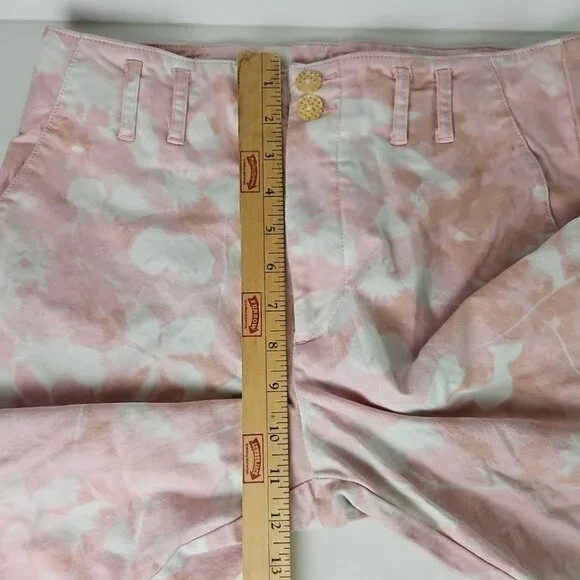 Anthropologie Jamie Chino Pants Sz 4 Pink Tie Dye Straight Cute 90s Floral Retro - Picture 7 of 9